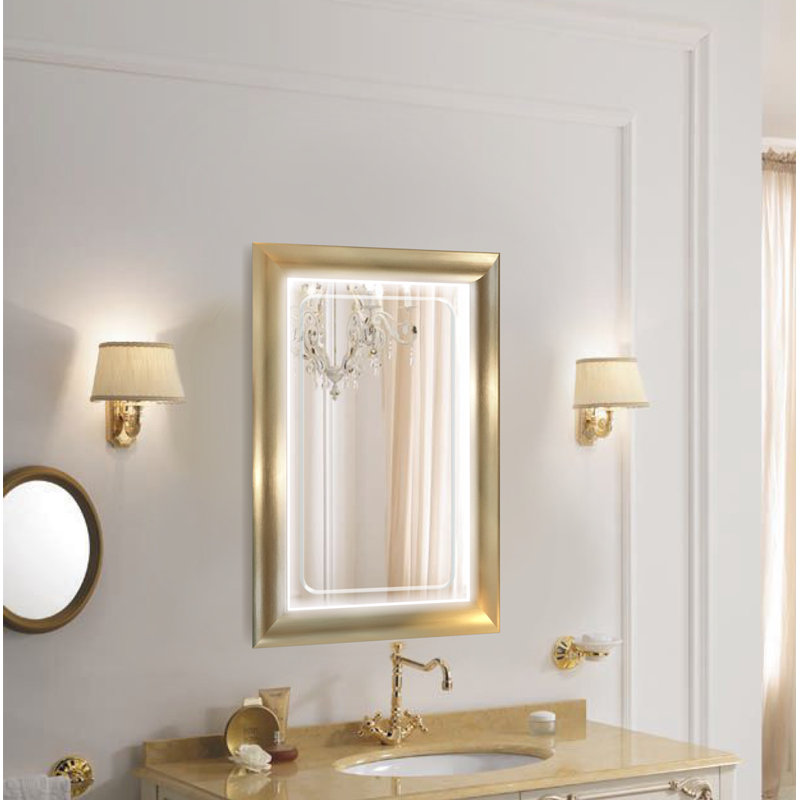 Miroir de salle de bain/coiffeuse avec éclairage à del Cossette, 24 po x 36 po, Or