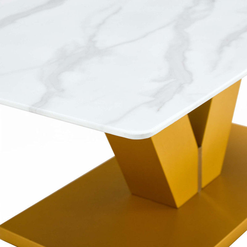 Coffee Table, White/Gold
