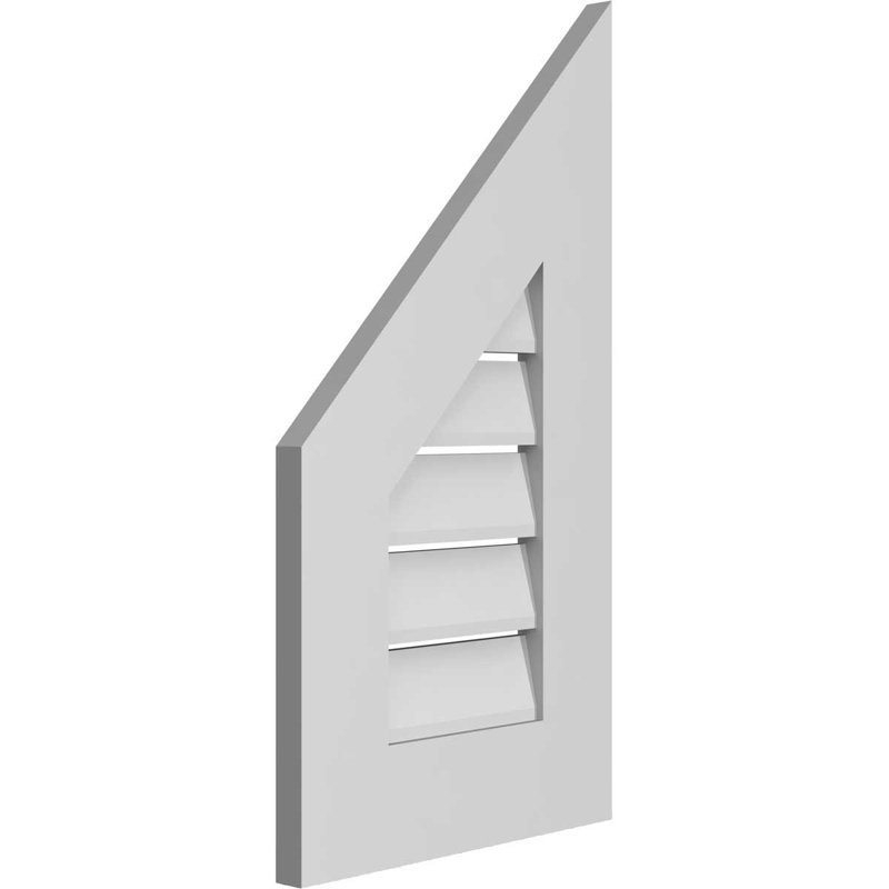 Half Peaked Left Surface Mount Signature Urethane Functional Gable Vent 12/12 Pitch, Primed Tan, 26" H x 14" W x 1" D
