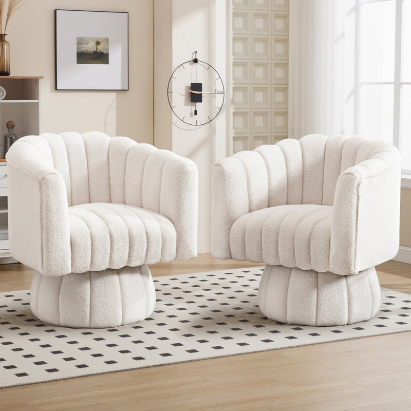 Fauteuil demi-tonneau pivotant 28 po, Ourson blanc