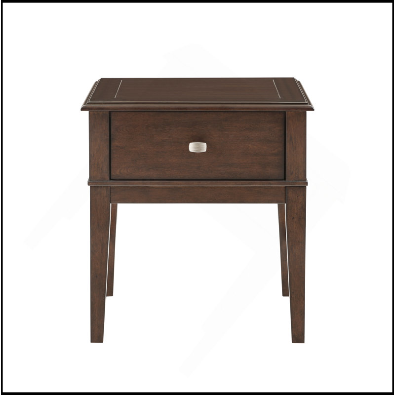 Table de bout classique avec tiroirs avec port de chargement USB et finition brune