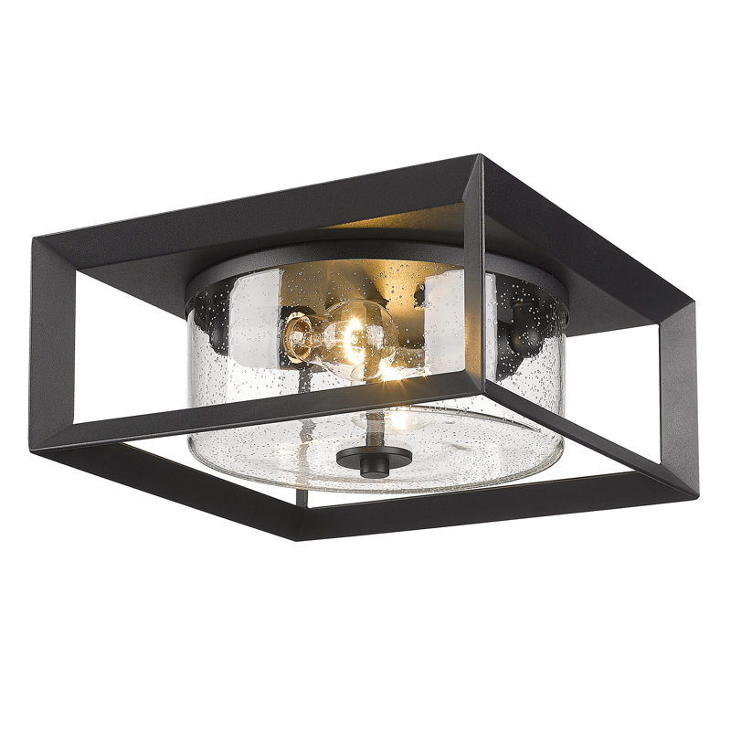 Laurent Steel Wall Light, Seeded Glass, Black