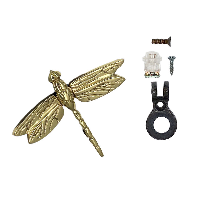 Dragonfly in Flight Push Button Ringer, Brass