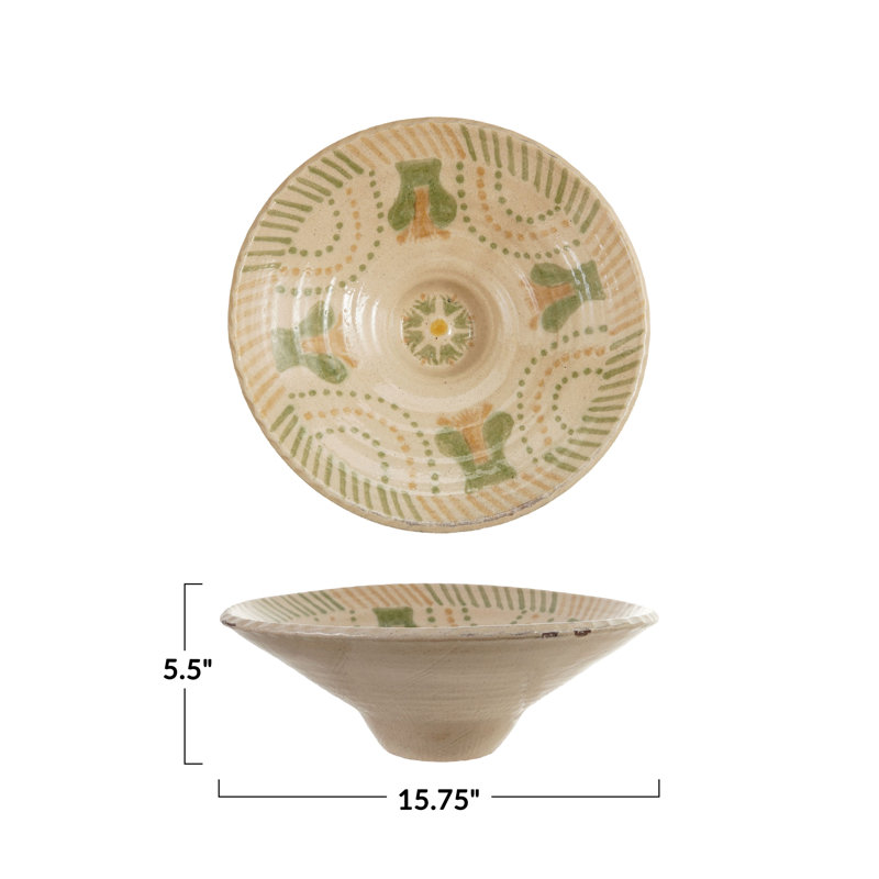 Hand-Painted Terracotta Bowl with Crackle Glaze