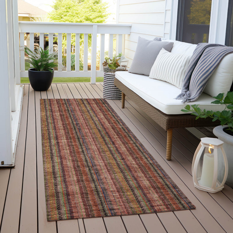 Chayden Washable Striped Indoor / Outdoor Rug, Runner 2'3" x 7'6"