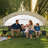 Portable Outdoor Folding Bench With 6 Seats, Sunshade, Storage Pockets, Cup Holders, And A Comfortable Design, Easy To Up Foldable - Person Soccer Pouches, Metal Frame, For Indoor Use