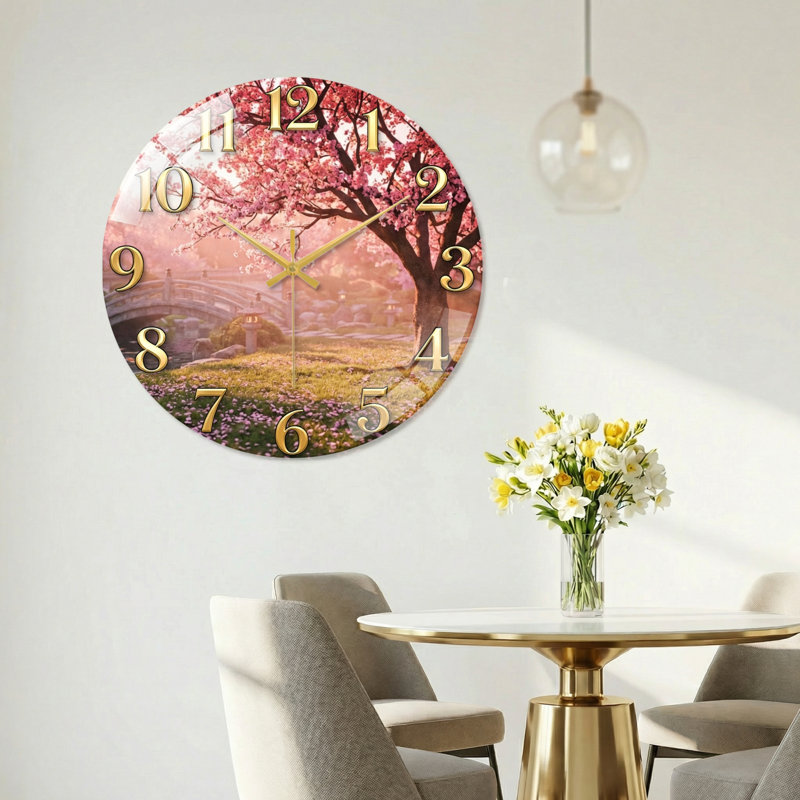 Horloge murale Cherry Blossom, 40 x 40 cm (15,7 x 15,7 pouces)