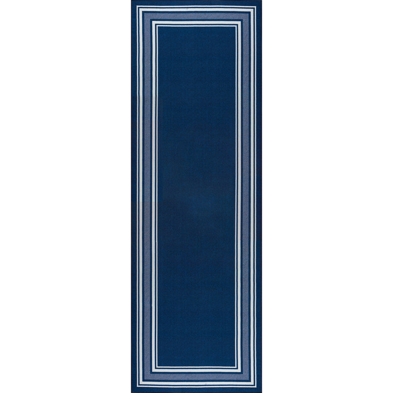 Quinnipack Dark Blue Non-Slip Area Rug, Runner 2' x 6'11''