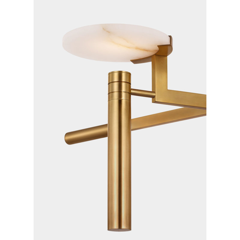 Melange 36" Floating Disc Chandelier with Alabaster, Antique-Burnished Brass
