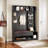 Multi-purpose Hallway Hall Tree with Removable Linen Cushioned Entryway Bench, Coat Rack, Storage Shelves, and DIY Pegboard,for Hallways, Living Room-1403031808