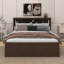 Très grand lit en bois avec tête de lit à rangement multiple, port USB et tiroirs-31407903