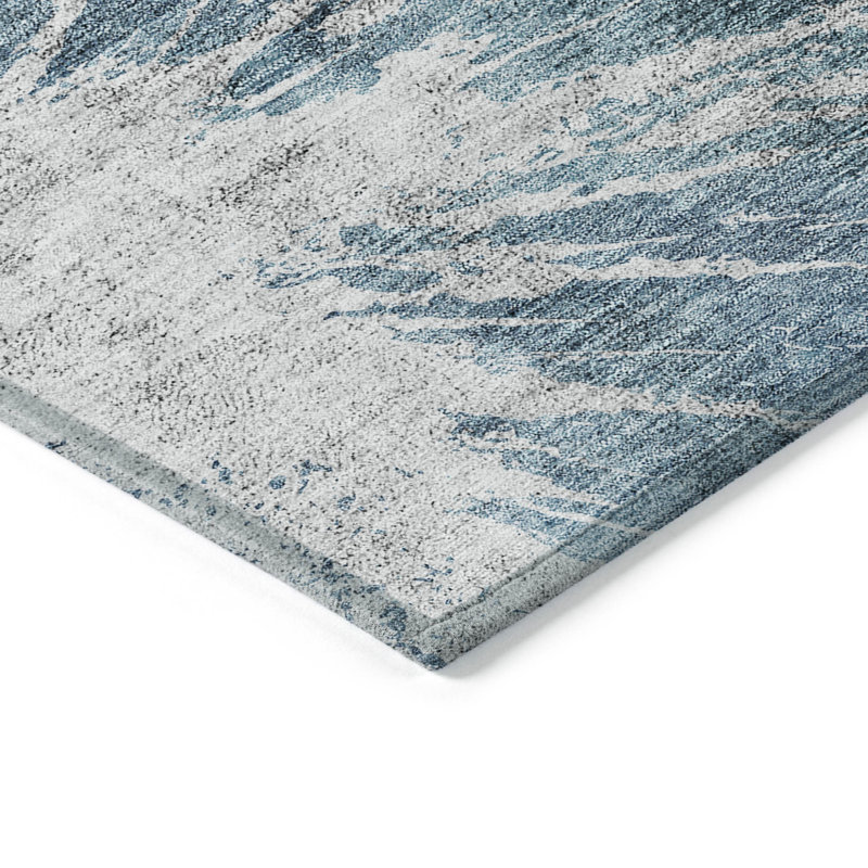 Tapis intérieur / extérieur abstrait bleu sarcelle et bleu marine HomeRoots 9 'X 12'