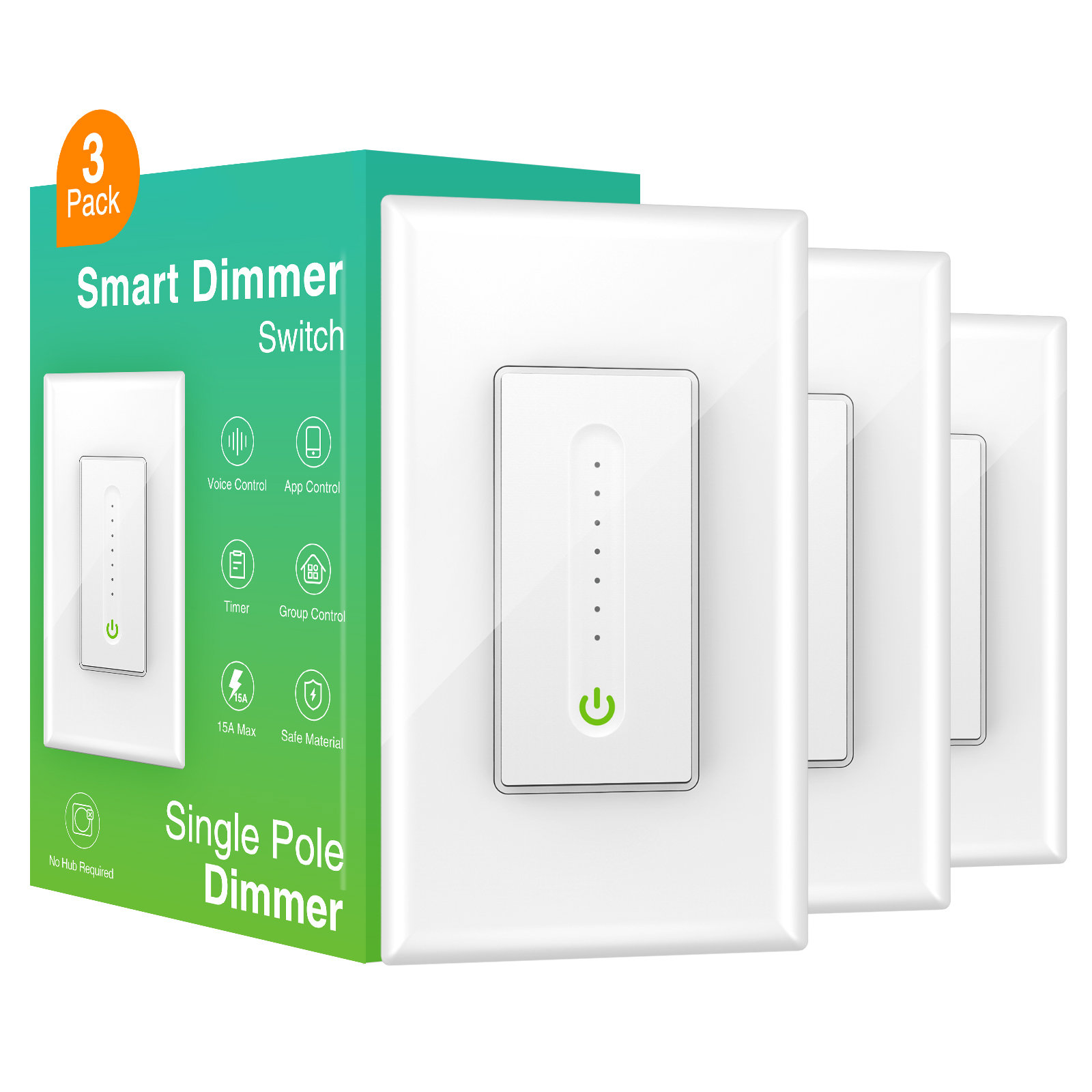 Gosund Smart Switch, InWall, Single Pole White Dimmer Light Switch