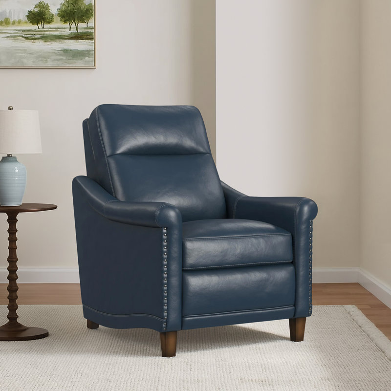 Elizabeth Power Recliner, Blue Genuine Leather