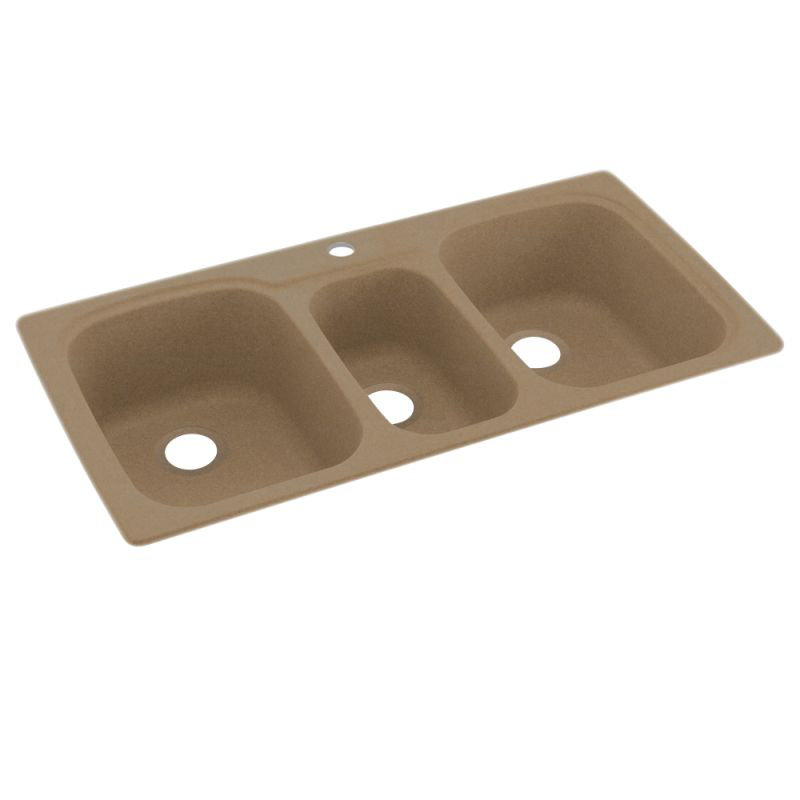 Évier de cuisine à fixation double L 44 po x l 22 po, Tahiti blanc, 1 trou