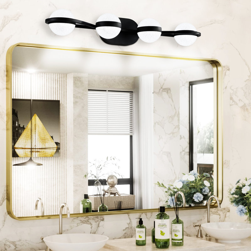 Luminaire de meuble-lavabo minimaliste à DEL 30 po avec abat-jour en cristal sable acrylique