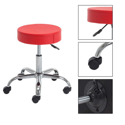 Height Adjustable Rolling Swivel Stool Chair with Round Seat Heavy Duty Metal Base for Salon, Medical, Massage, Spa, Tattoo, Clinic, Shop