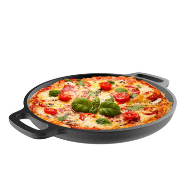Classic Cuisine 13" Cast-Iron Pizza Pan - Preseasoned Skillet for Cooking, Baking, and Grilling