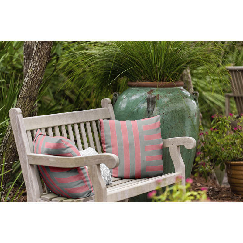 Coussin décoratif à rayures O5PSN1596P1GY15, H 20 po x l 20 po, Carré