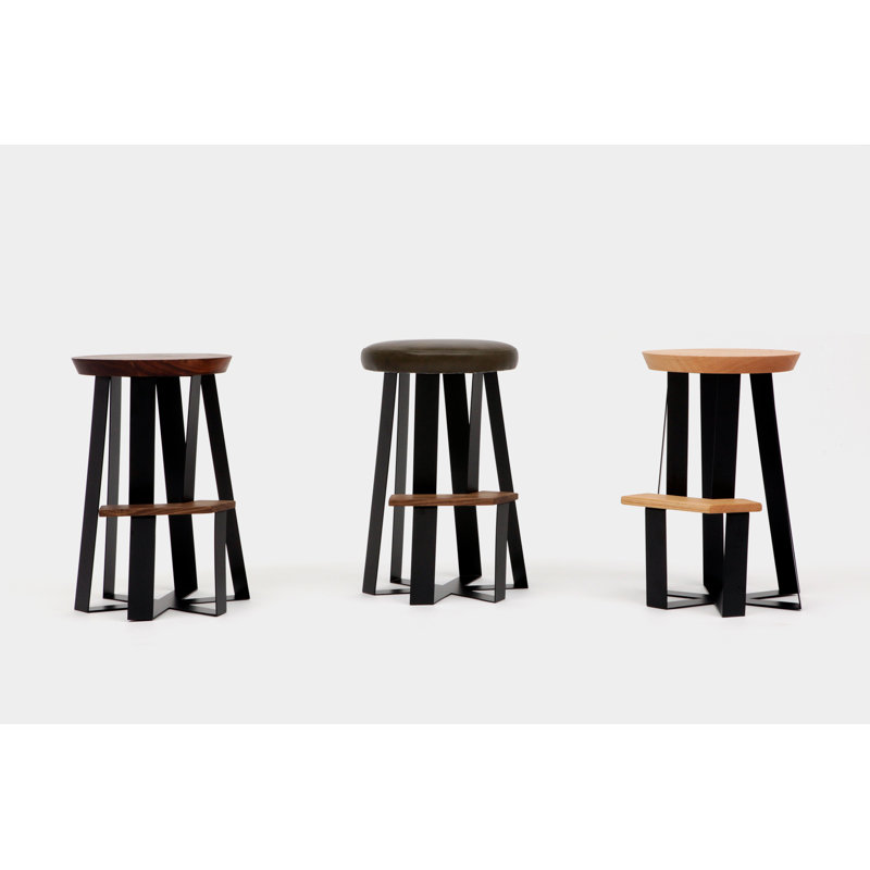 ARS Stool with Metal Frame, Walnut
