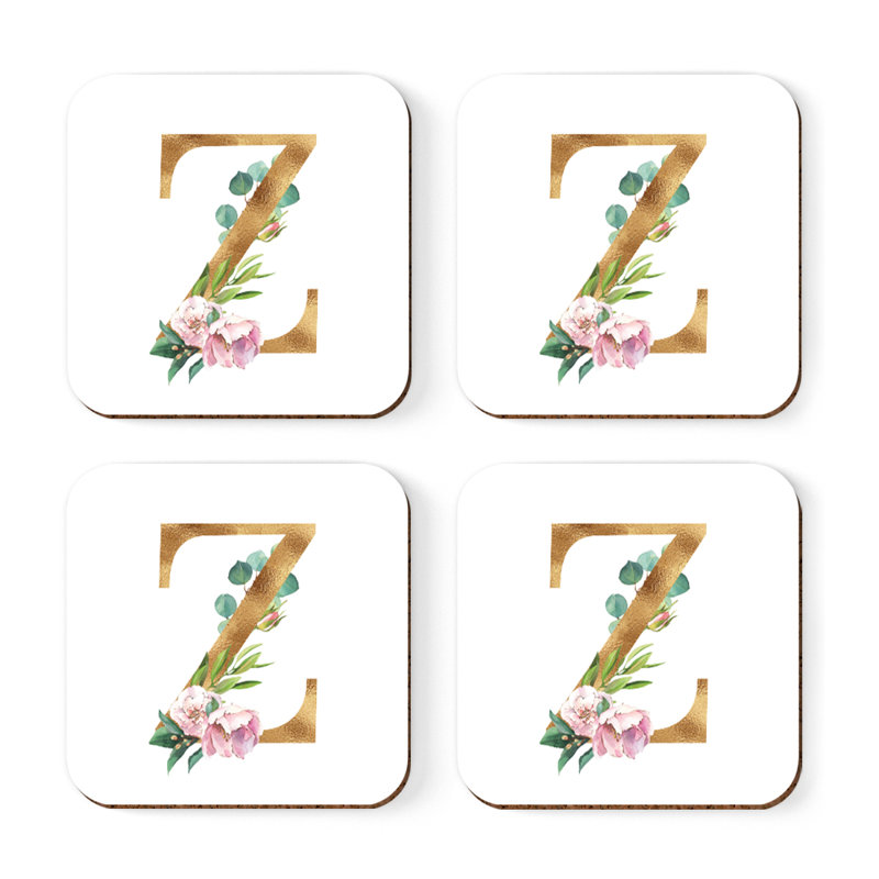 Sous-verre de lettre initiale à monogramme Lush Bloom, Z