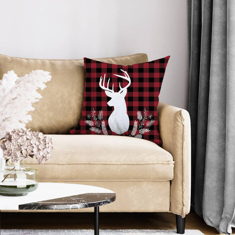 Deer plaid - 20"x20" Throw pillow - Poly twill - Print on demand