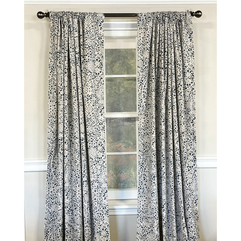 Paire de panneaux Stella Paisley, Bleu marine, L 48 po x L 84 po