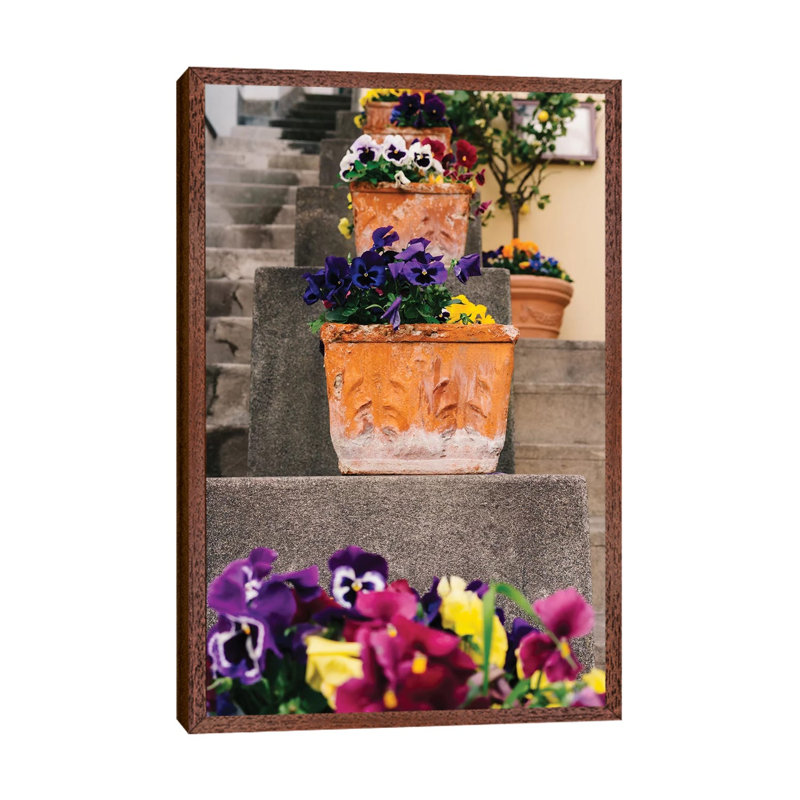 Positano Blooms IX 1 Piece Wall Art on Canvas, 66.04cm H x 45.72cm W x 3.81cm D, Classic Brown Wood Framed