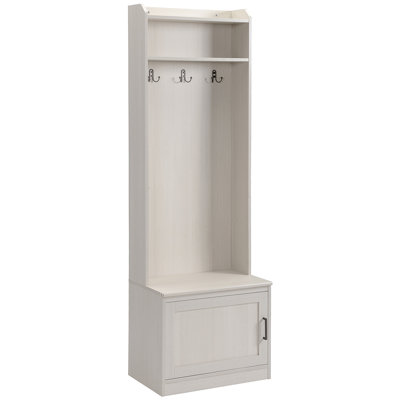 Portemanteau rustique avec banc de rangement pour chaussures, banc d'entrée avec portemanteau, portemanteau avec tablettes de rangement pour vestibule, vestiaire, grain de bois blanc HOMcom