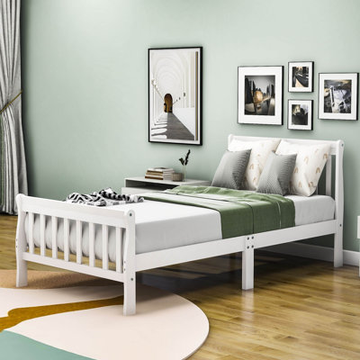 Lit plateforme simple en bois avec tête de lit Dicky