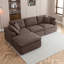 Canapé d'angle Cloud 111" pour salon, canapé en L sans structure avec pouf, canapé d'angle modulaire 3 places, brun