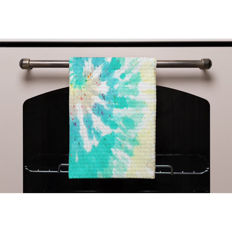 Cotton Tea Towel Kitchen Towel, Teal/Grey