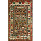 Antique Caucasian Small Scatter Size Wool Black Rug