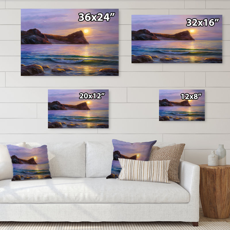 «Morning Sunlight On The Sea Waves», art nautique et côtier sur toile, H 8 po x l 12 po x P 1 po, Toile tendue
