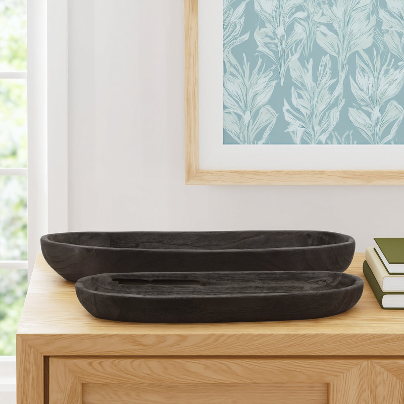 Coastal Decorative Wooden Plates, Black