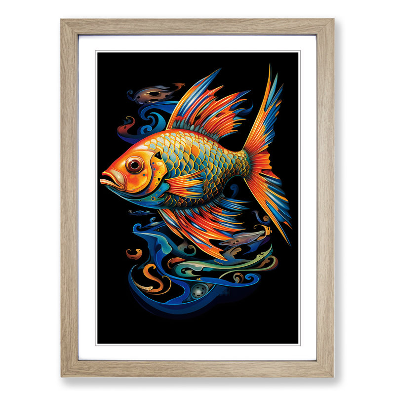 Fish Orphism - Single Picture Frame Print on Wood