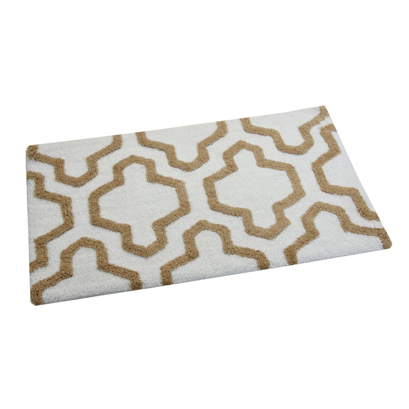 Marvela Cotton Bath Rug, White / Beige, 50" x 30"