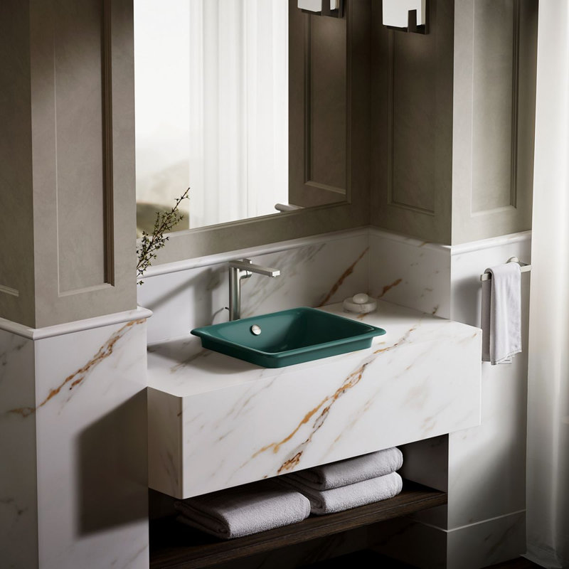Iron Plains 18-1/2 In. Rectangular Vessel Bathroom Sink, Teal