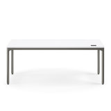 eFloat Quattro, 23 in. D x 58 in. W Sit-Stand Desk with Carbon Black Base, Carbon Black Painted Wood Top, and Black Salzburg Leather Cable Manager