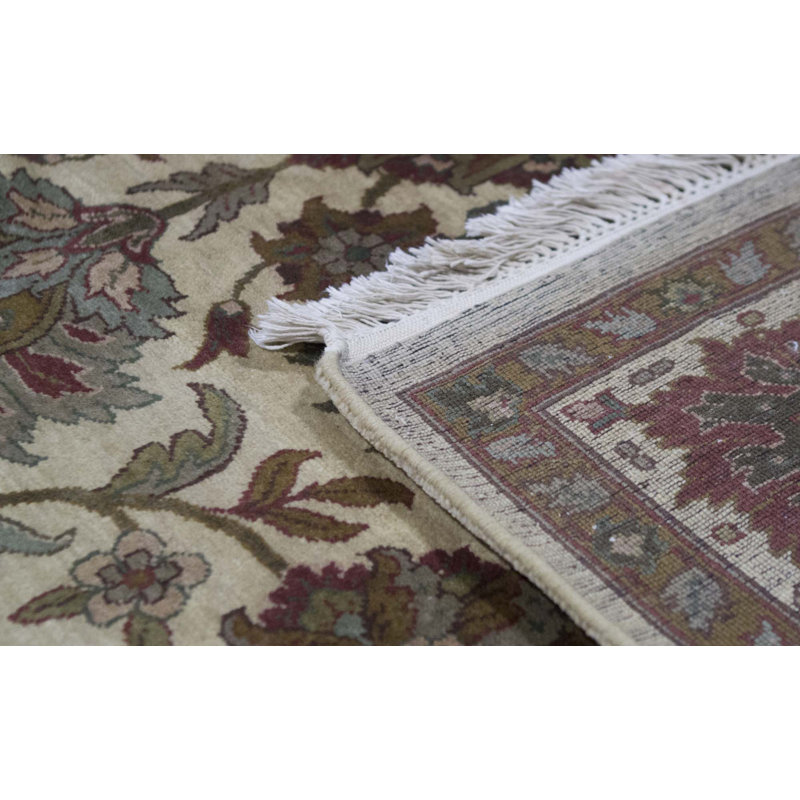 Tapis crème et brun noué à la main de haute qualité