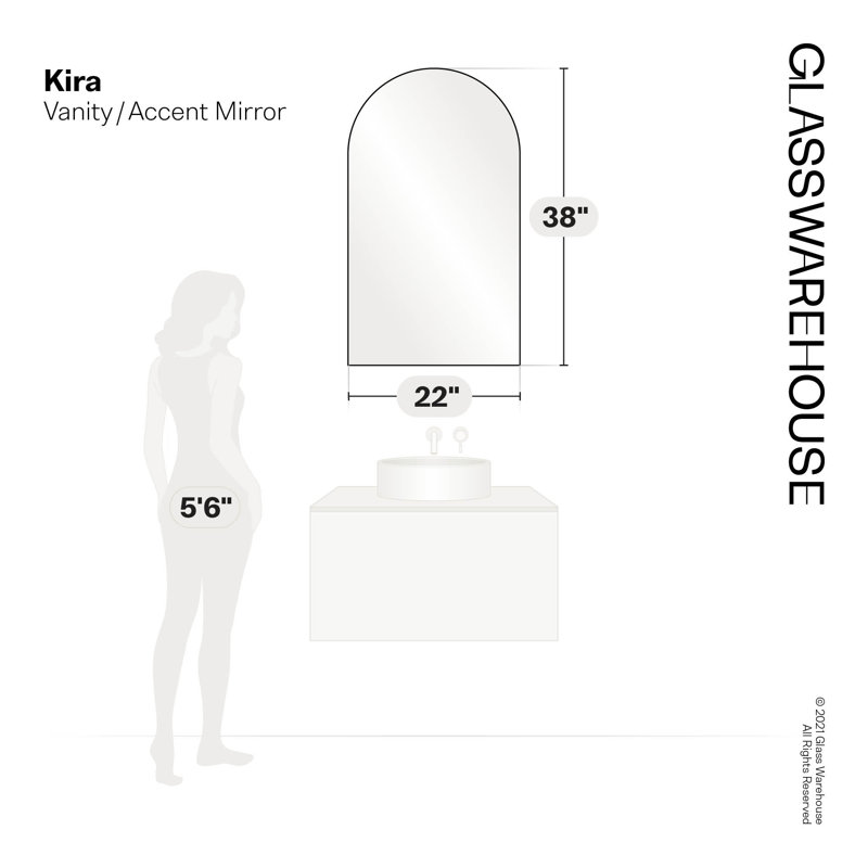 Modern and Contemporary Bathroom / Vanity Mirror, 22 in. x 38 in., White