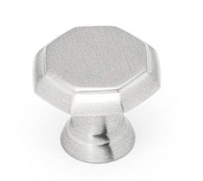(Paquet de 5) Boutons d'héritage octogonaux 1-3 / 16 pouces Athènes, Argent satiné
