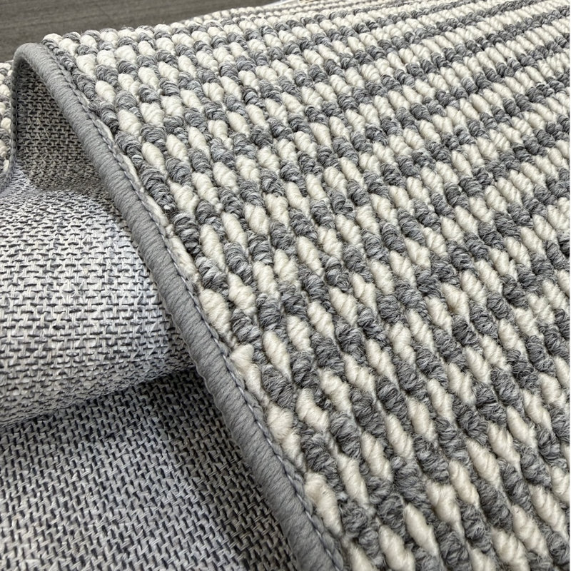 Tapis d'intérieur antidérapant à profil bas, lavable et résistant aux taches, Blanc cendré, 55 po x 79 po