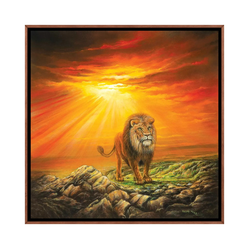 Lion Of Judah by ColorByFeliks - Print on Canvas, 66.04 cm H x 66.04 cm W, Classic Brown Wood Framed