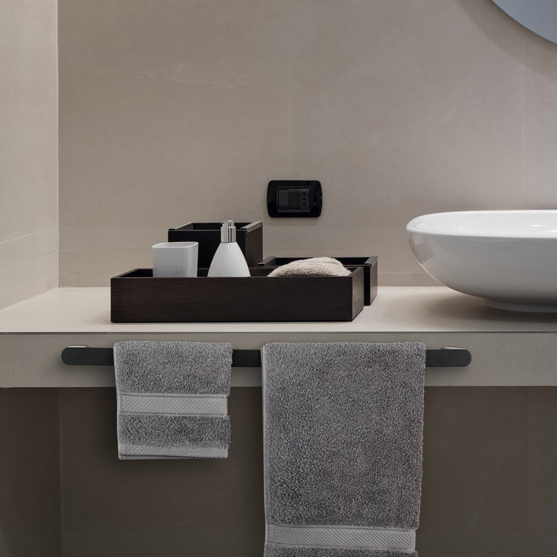 Premium 58.4cm Black Bathroom Wall Mounted Towel Bar