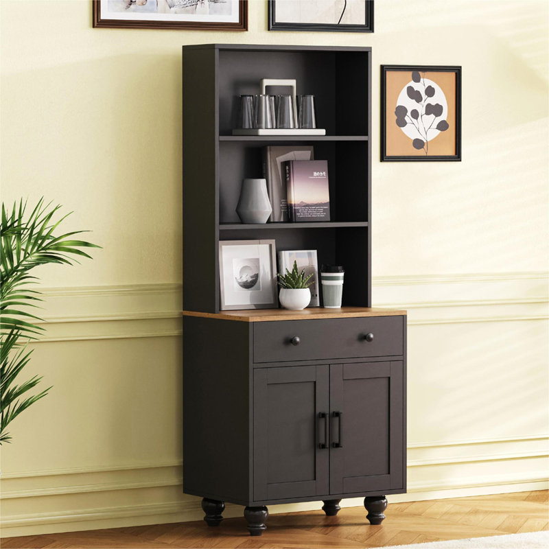 Armoire de rangement Farmhouse, Noir/naturel