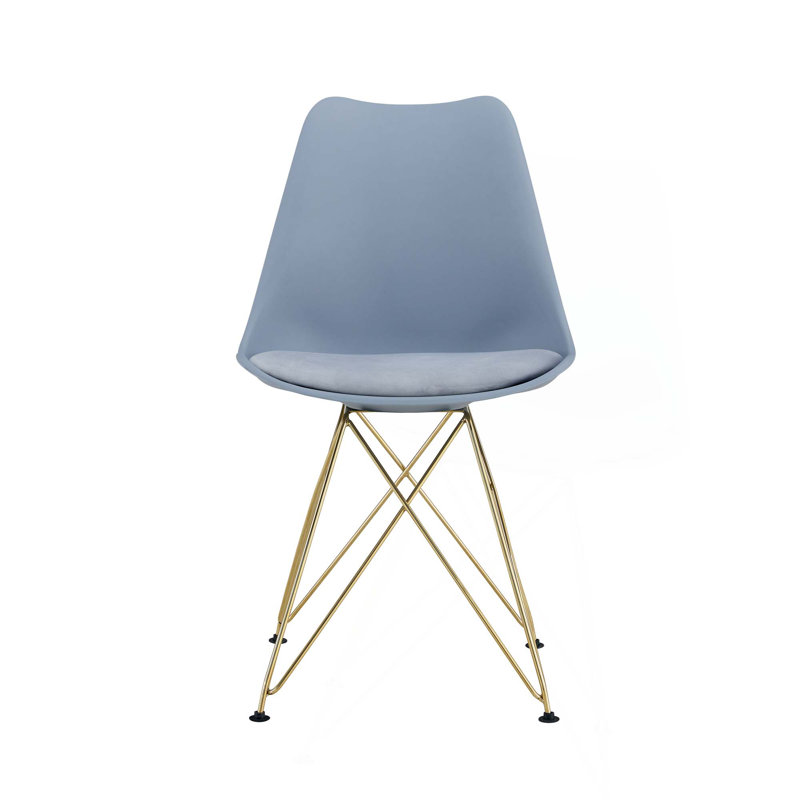 Ensemble de 4 chaises de salle à manger modernes avec siège en coquillage et pieds en acier doré Kitehcn, Gris