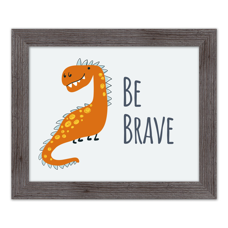 «Dino Be Brave», art encadré, H 20 po x l 16 po x P 0,75 po, Cadre gris