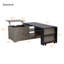Table basse à plateau relevable Farmhouse avec portes de grange, grand espace de rangement caché, supports latéraux et tablettes ouvertes-2147394118