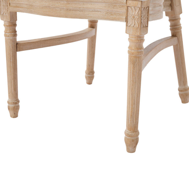 Chaises de salle à manger de style champêtre beige haut de gamme Amando, chaises rembourrées à dossier rond, techniques de tréfilage et de sculpture